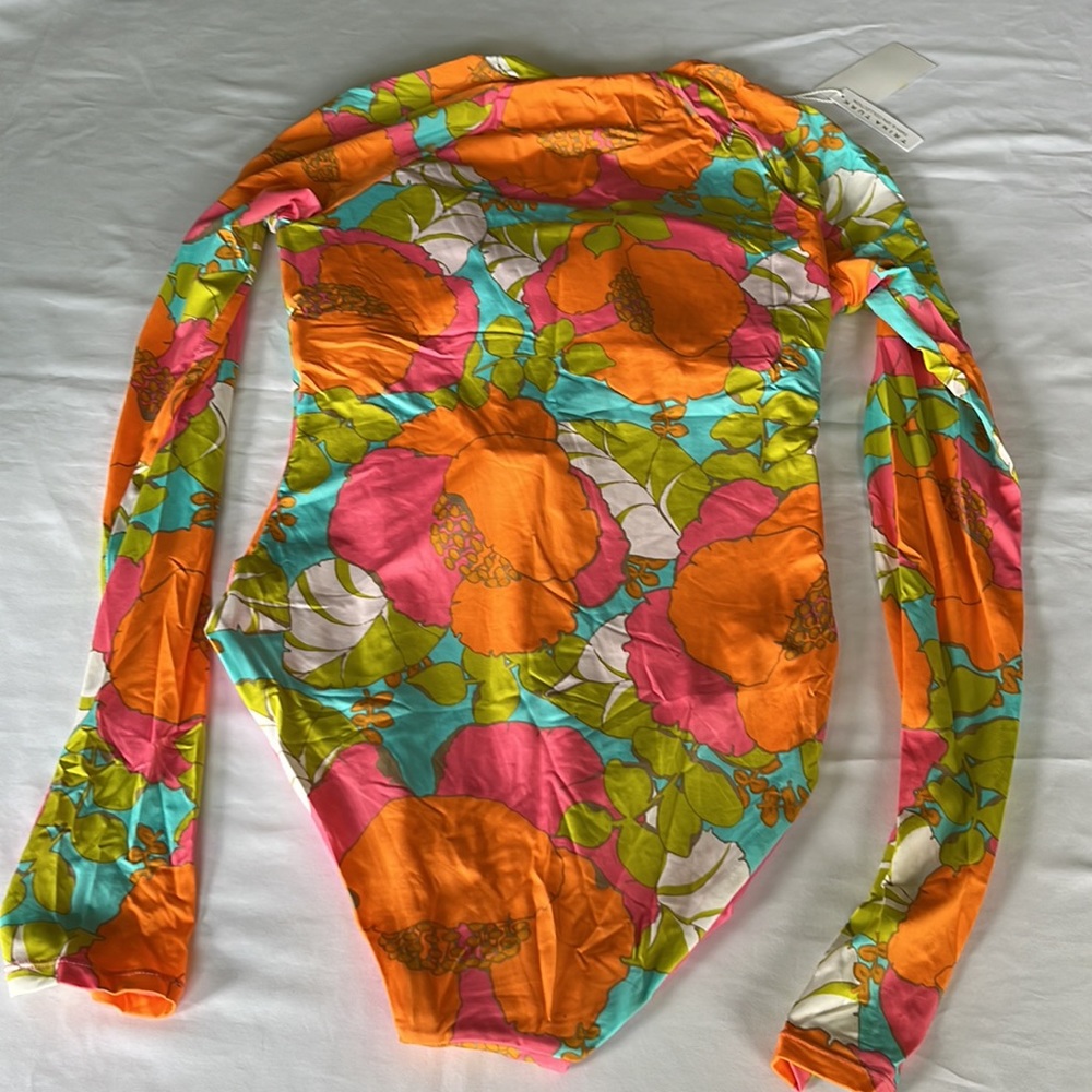 Trina Turk Orange and Pink Floral One Piece Swimsuit - Picture 7 of 13